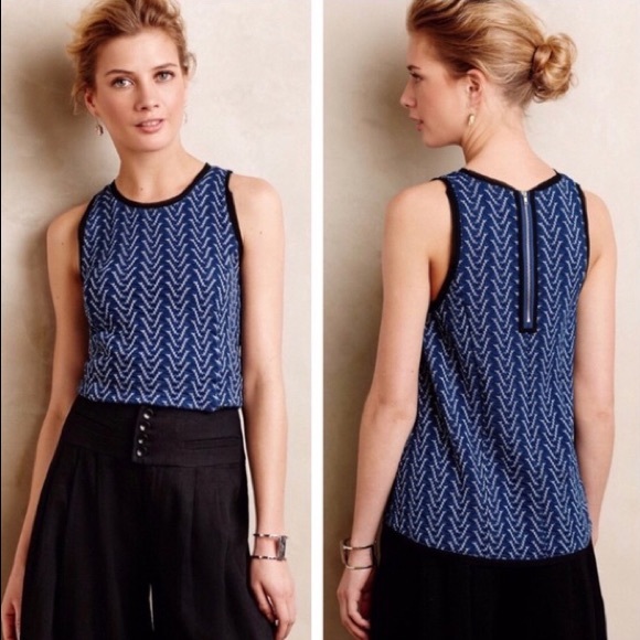 Anthropologie Tops - Anthropologie | Postmark Blue Textured Swing Tank